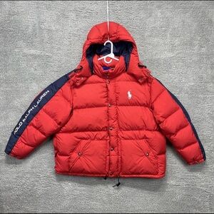 Polo Ralph Lauren Hooded Down Fill Puffer Jacket Reversible Red Mens Size 3XB